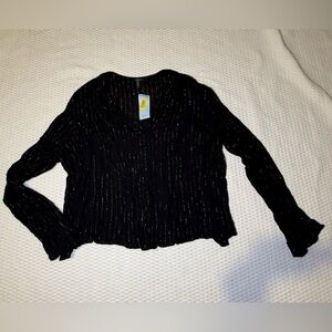 Soprano Black & Gold Blouse Sz L (T1)